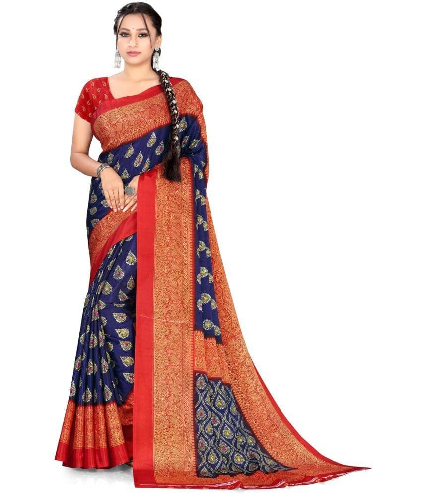 LEELAVATI Crepe Printed Saree With Unstitched Blouse Piece ( Multicolor ) LEELAVATI Crepe Printed Saree With Unstitched Blouse Piece ( Multicolor )