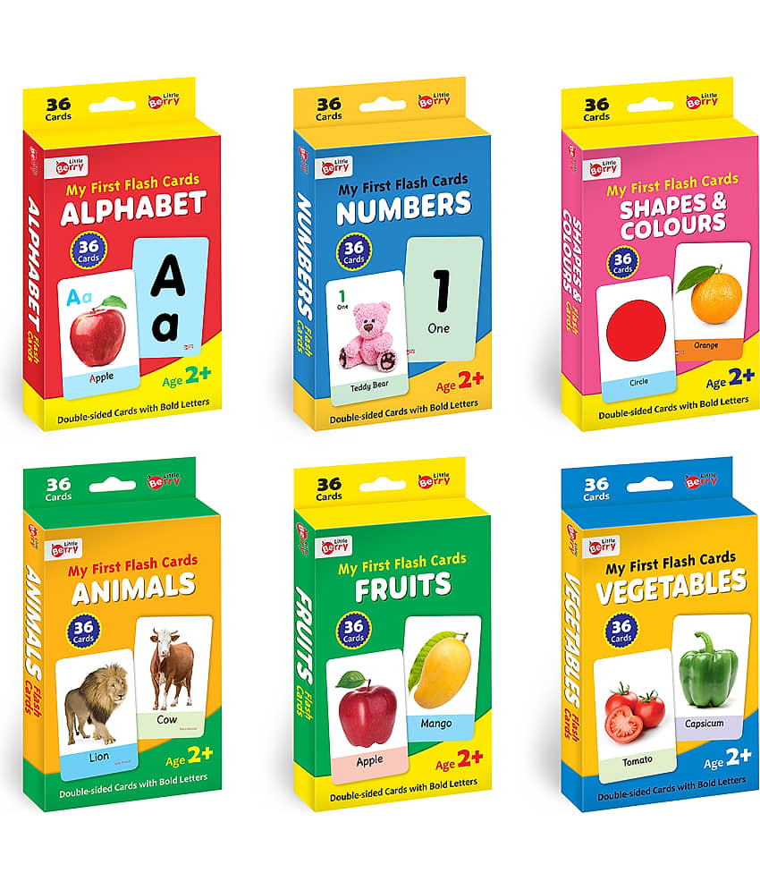 Little Berry My First Flash Cards for Kids (Combo of 6): Alphabets, Numbers, Shapes, Colours, Animals, Fruits, Vegetables | 216 Cards for Preschoolers & Toddlers 2-6 Years | Learning Guide & Activities Included - Toys and Games | Buy online on ZillyBuy