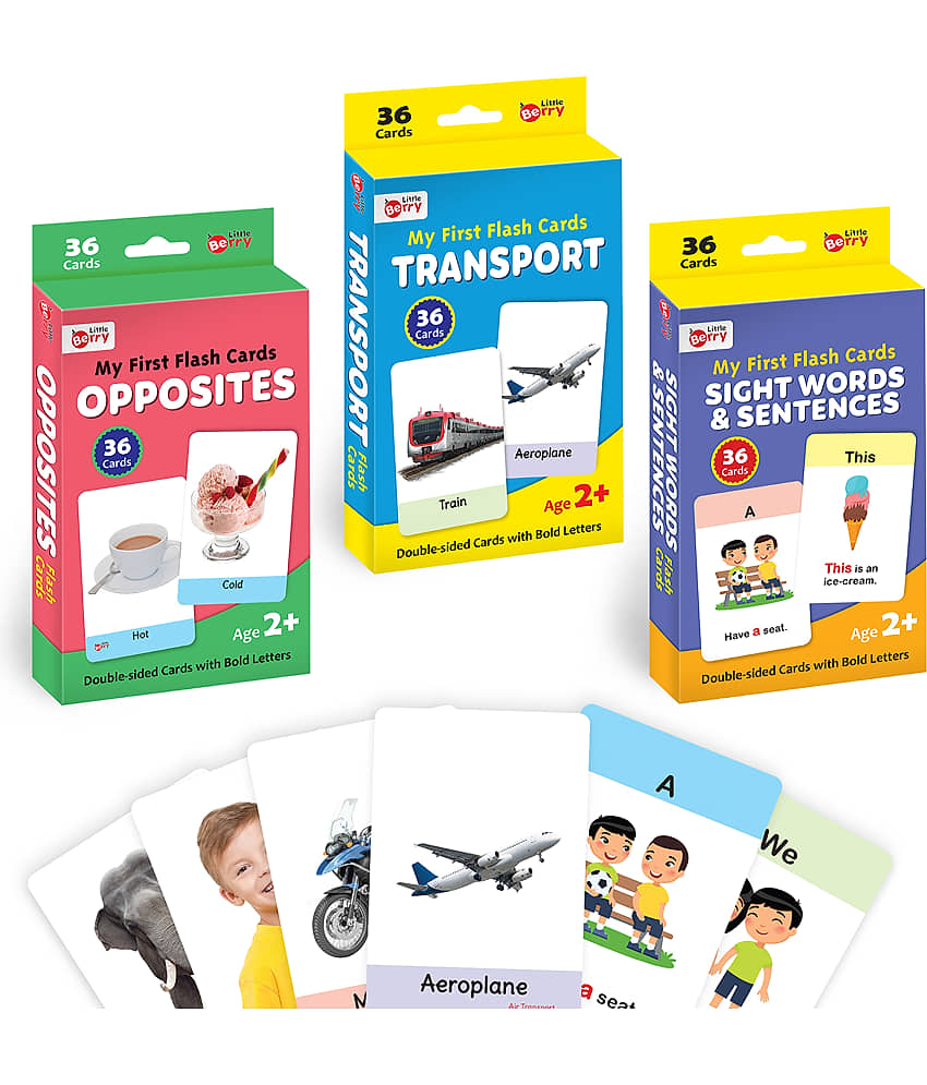 Little Berry My First Flash Cards for Kids (Combo of 3): Transport, Opposites and Sight Words | 108 Cards for Preschoolers & Toddlers 2-6 Years | Learning Guide & Activities Included - Toys and Games | Buy online on ZillyBuy