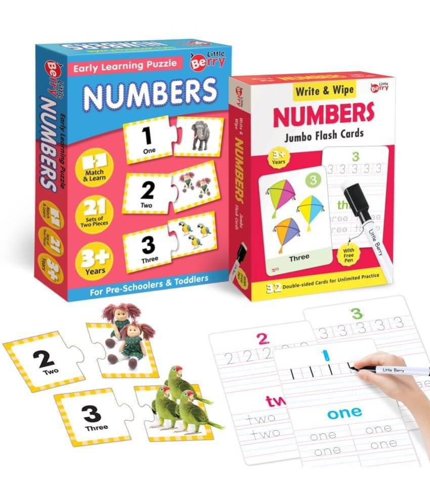 Little Berry Numbers Learning Puzzle and Wipe Clean Flash Cards | 42 Thick Jigsaw Puzzle Pieces and 32 Reusable Cards with Marker Pen | Educational Toy for Boys Girls Little Berry Numbers Learning Puzzle and Wipe Clean Flash Cards | 42 Thick Jigsaw Puzzle Pieces and 32 Reusable Cards with Marker Pen | Educational Toy for Boys Girls
