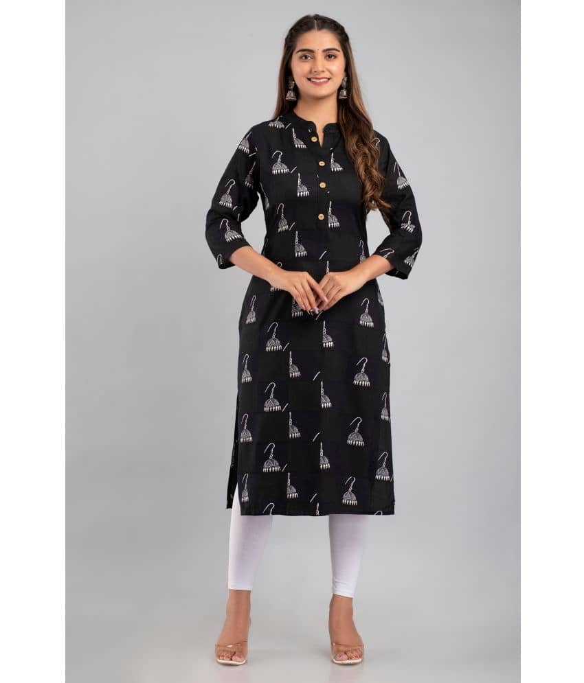 MAUKA - Black Rayon Women's Straight Kurti ( Pack of 1 ) - Kurtis, Tunics | Buy online on ZillyBuy