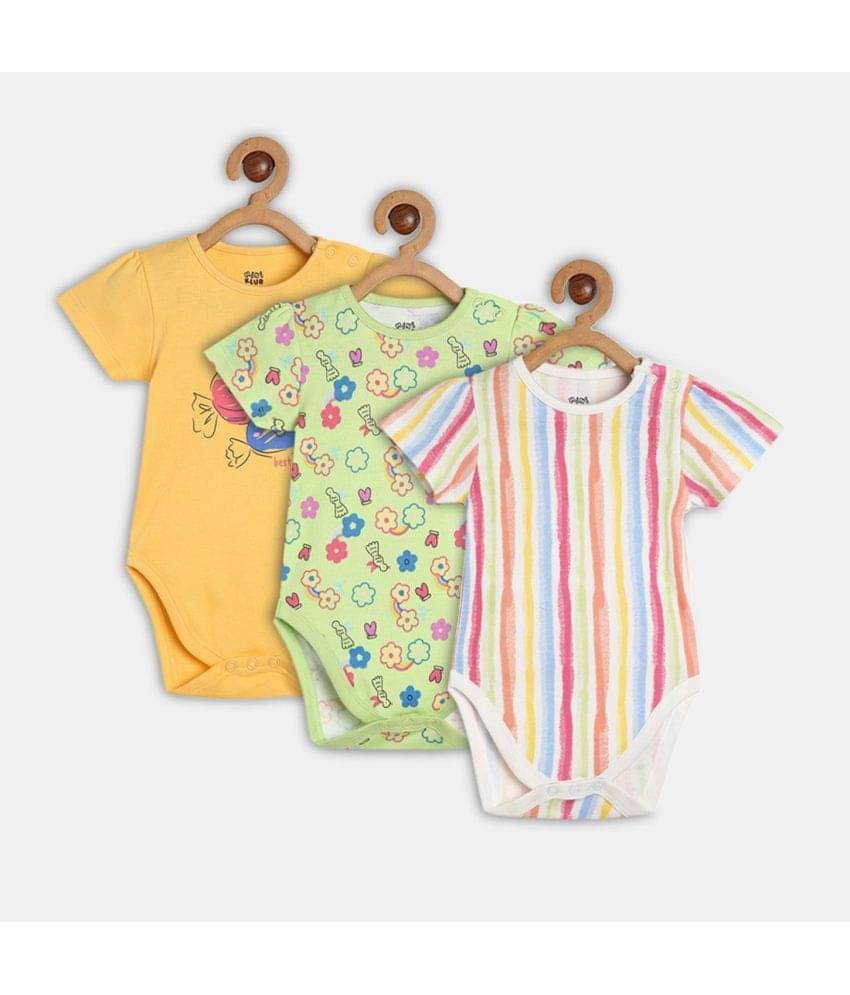 MINI KLUB Pack of 3 Baby Girls Cotton Bodysuit ( Green ) MINI KLUB Pack of 3 Baby Girls Cotton Bodysuit ( Green )