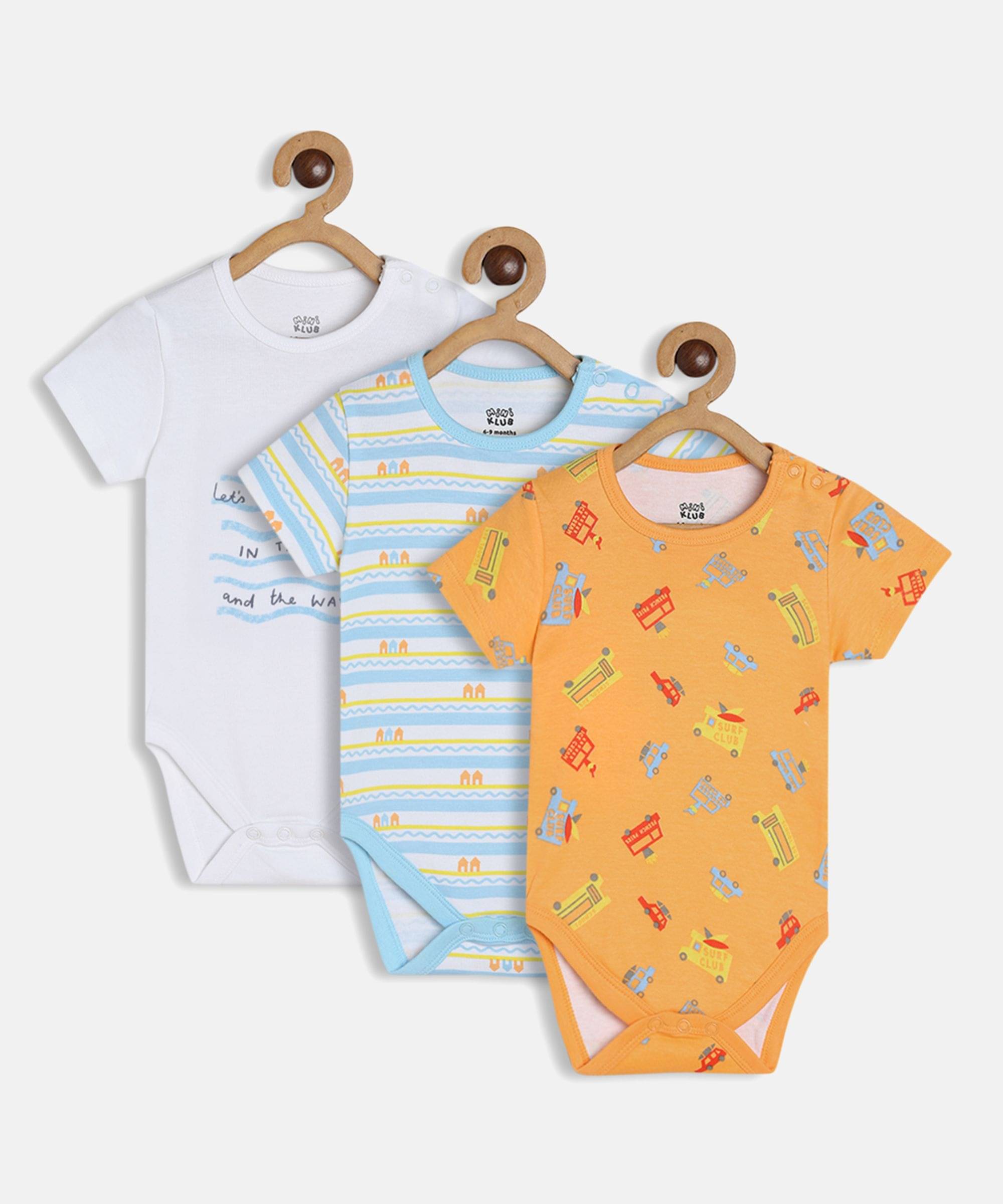     			MINI KLUB Pack of 3 Baby Boys Cotton Bodysuit ( Multicolor )