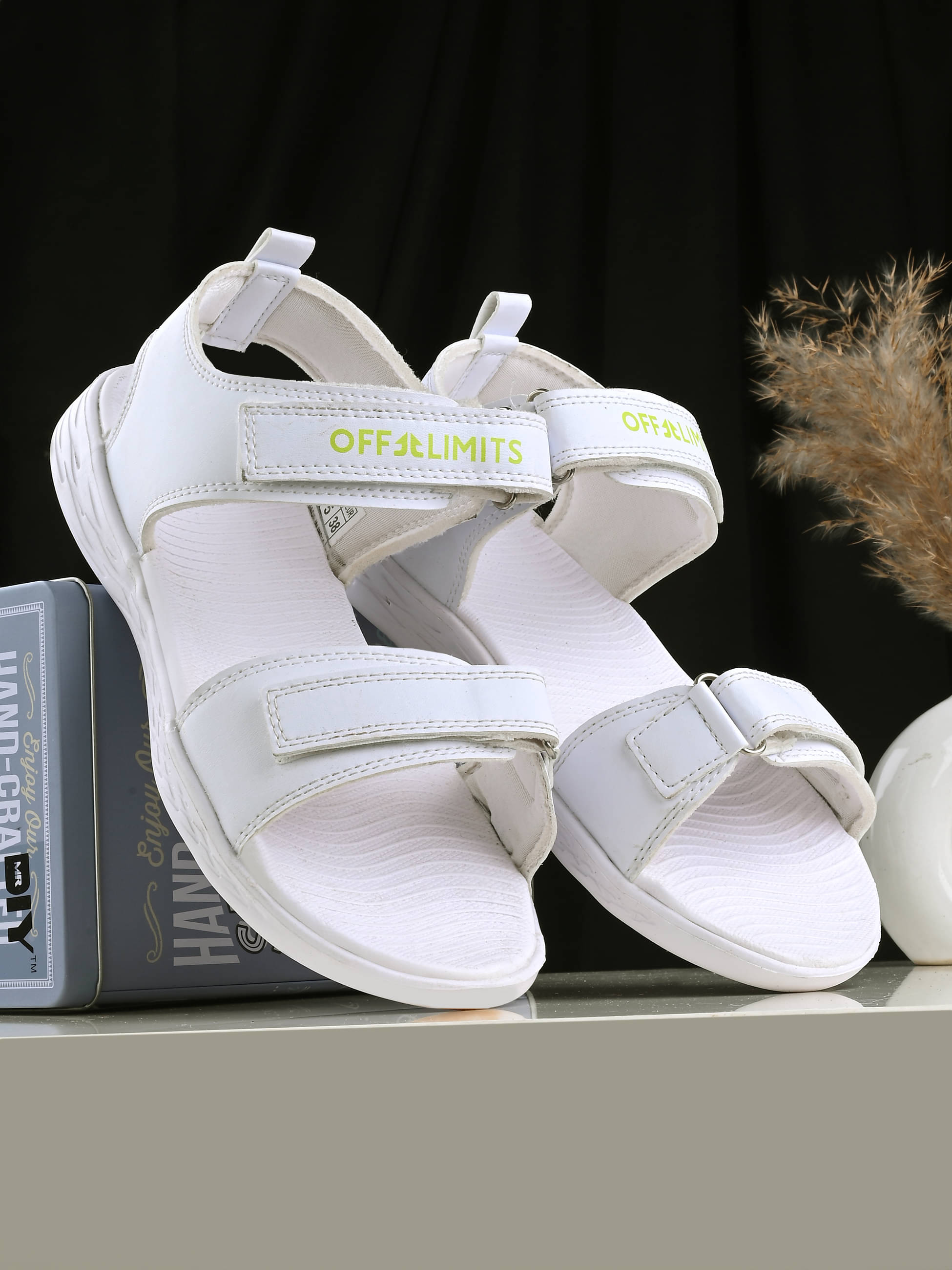     			OFF LIMITS White Floater Sandals