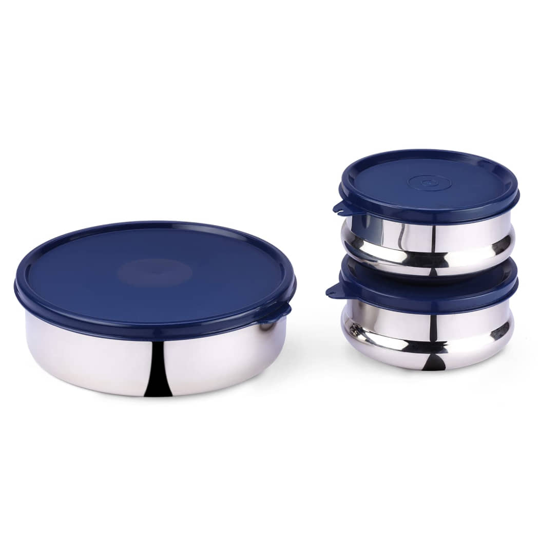 Oliveware Steel Blue Food Container ( Set of 3 )