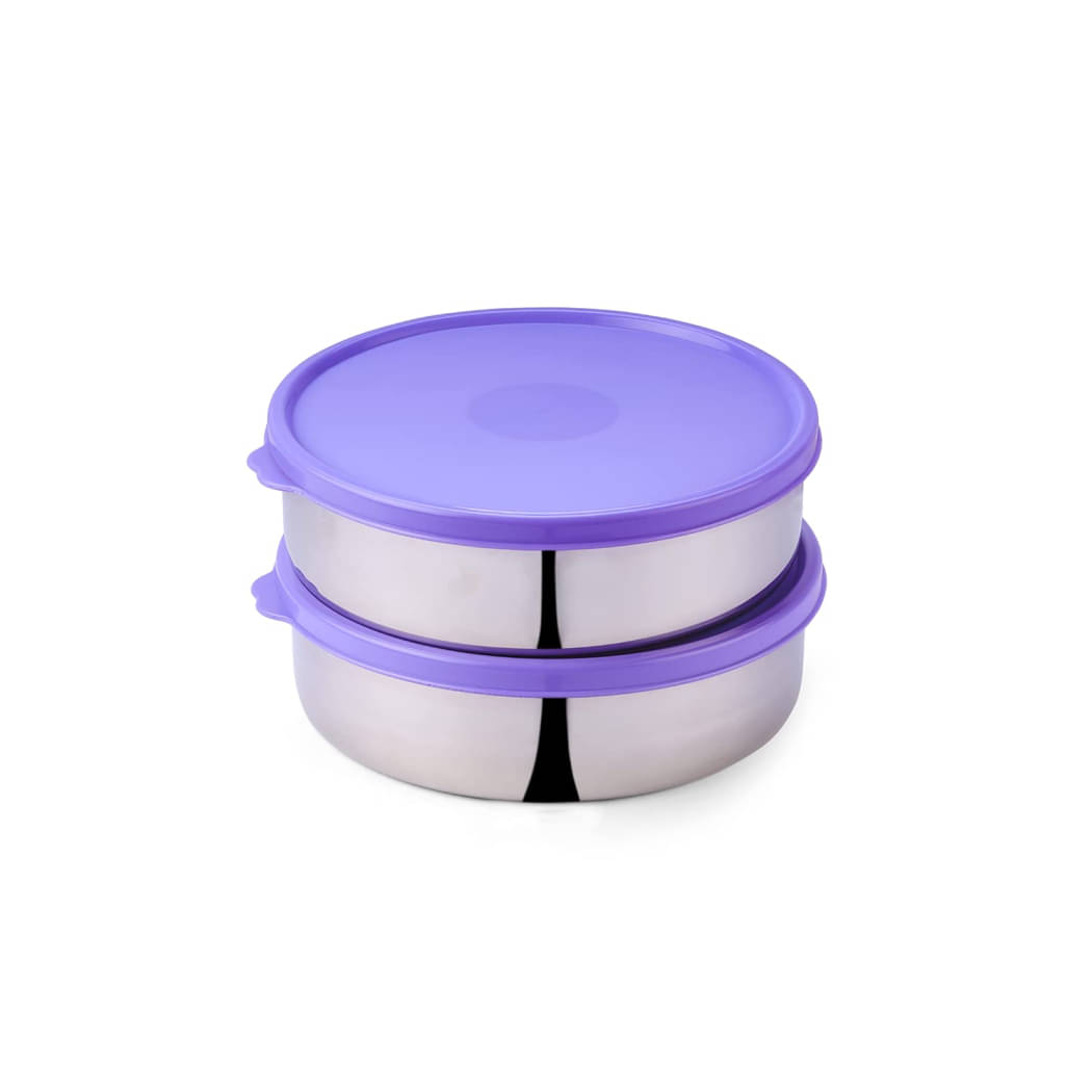     			Oliveware Steel Purple Food Container ( Set of 2 )