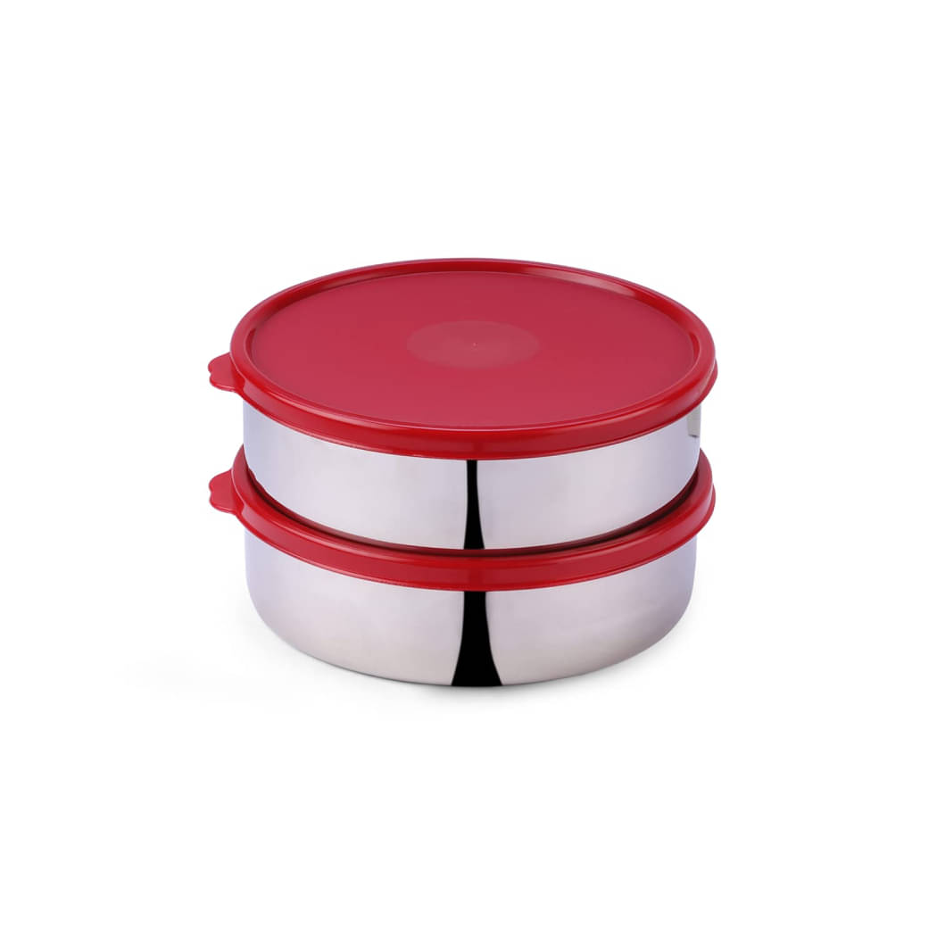     			Oliveware Steel Red Food Container ( Set of 2 )