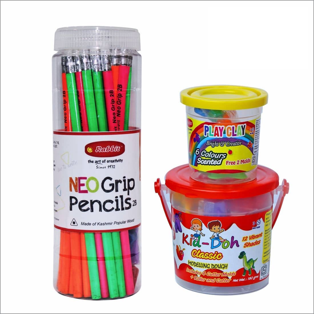 Pencil Jar 30 Pencils + Kid Doh Classic Bucket +Play Clay 6 Colors Bucket|Play Doh Clay|Play Doh for Kids|Pencil |Play Clay for Kids|Play Doh Clay Set|Pencils set|Pencil box|Clay set for Kids|Stationery for Kids|Doh Set|Doh Clay|age is 3+|