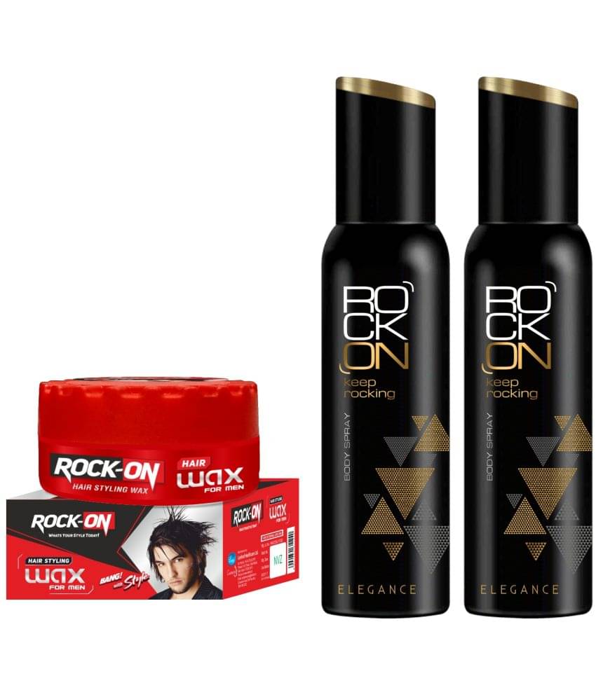     			Rock On Hair Wax 125g & Elegance Body Spray 2x150ml - Styling & Fragrance Combo for Men