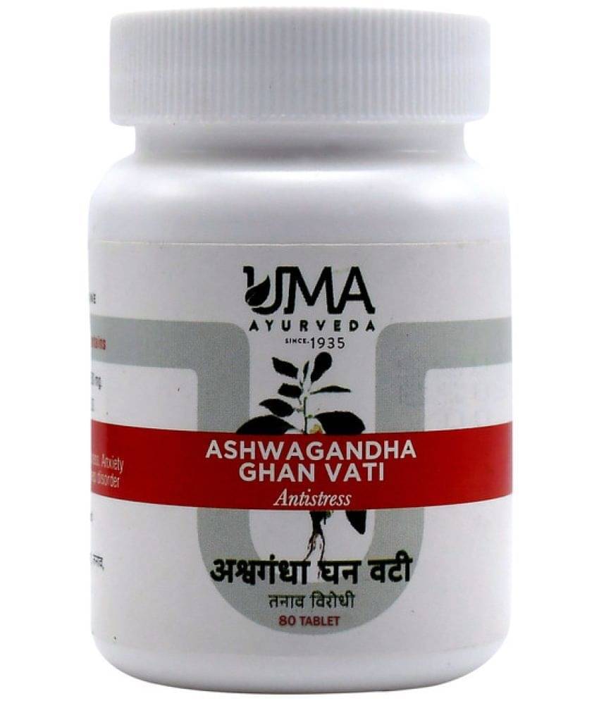 UMA AYURVEDA Ashwagandha Ghan Vati Tablet for Stress & Immunity 80 No.s (Pack of 1) UMA AYURVEDA Ashwagandha Ghan Vati Tablet for Stress & Immunity 80 No.s (Pack of 1)
