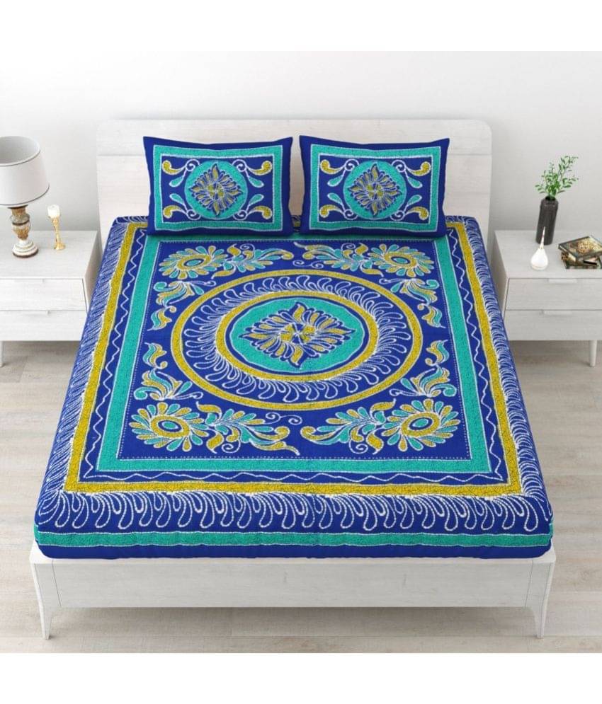     			Uniqchoice Cotton Double Bedsheet ( Blue )