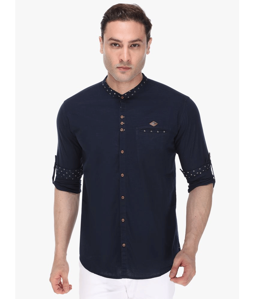 Kuons Avenue - Turquoise Linen Slim Fit Men's Casual Shirt ( Pack of 1 )