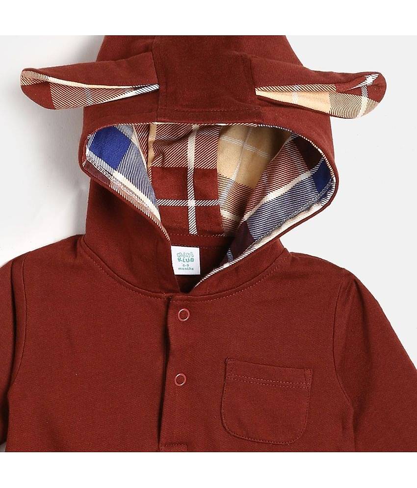 MINI KLUB Pack of 1 Baby Boys Cotton Bodysuit & Jogger Set ( Brown )