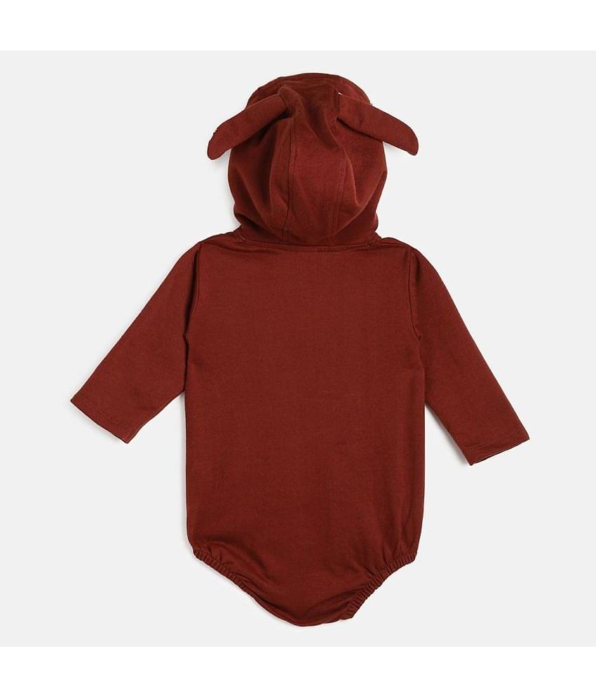 MINI KLUB Pack of 1 Baby Boys Cotton Bodysuit & Jogger Set ( Brown )