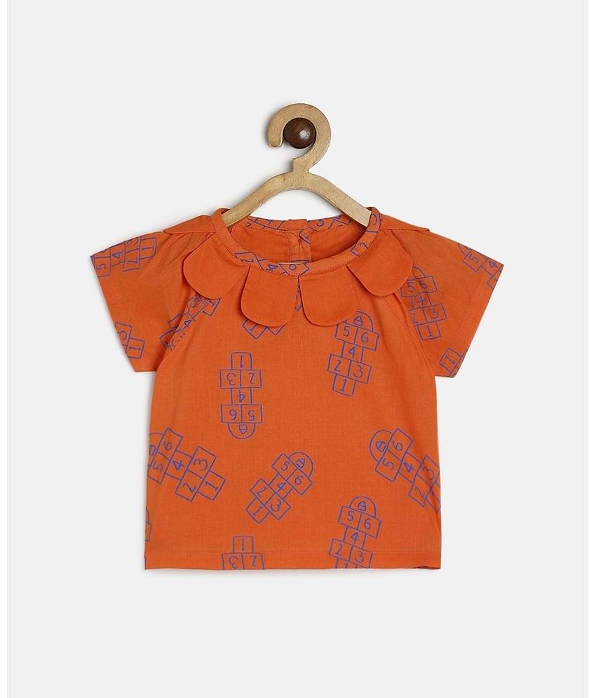 MINI KLUB Pack of 1 Baby Girls Cotton Top ( Orange )