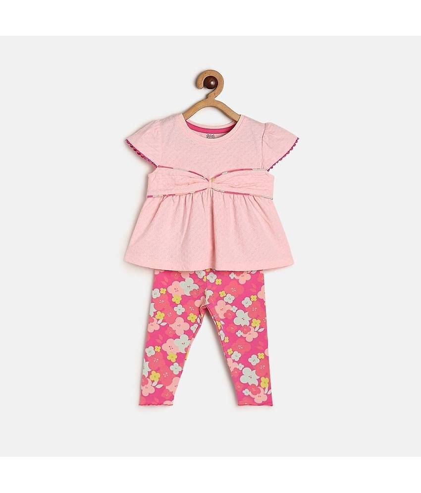 MINI KLUB Pack of 1 Baby Girls Cotton Top & Trouser ( Pink )