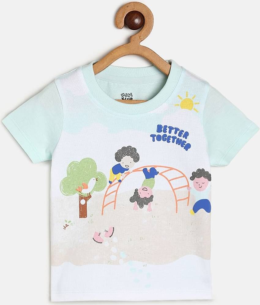 MINI KLUB Pack of 1 Unisex for Baby Cotton T-Shirt ( White )