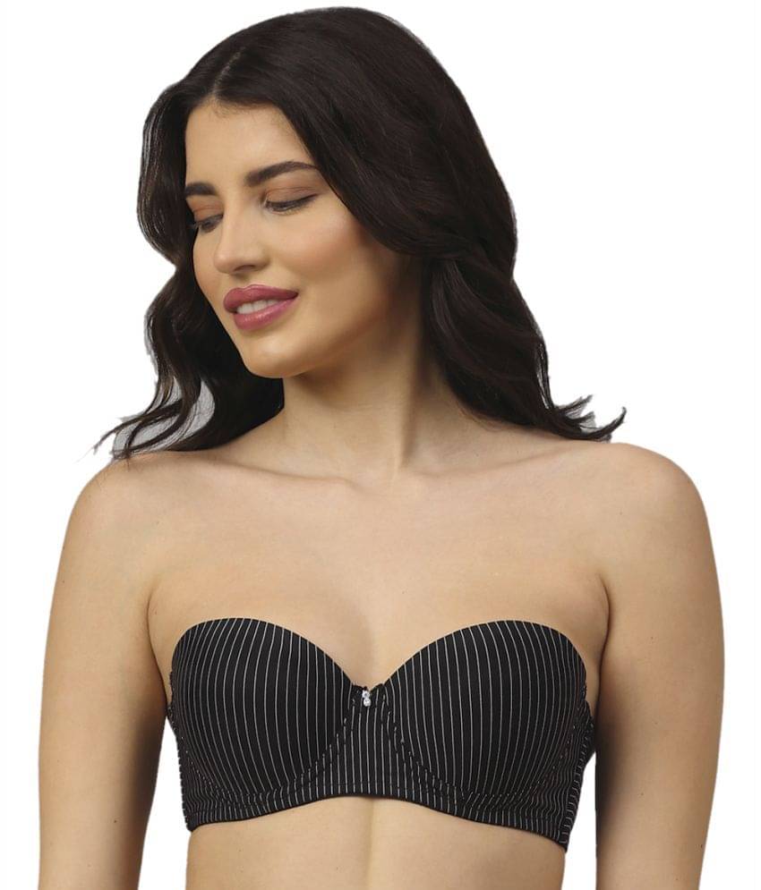 PrettyCat Polyester Lightly Padded Women's Balconette Bra ( Black ) PrettyCat Polyester Lightly Padded Women's Balconette Bra ( Black )
