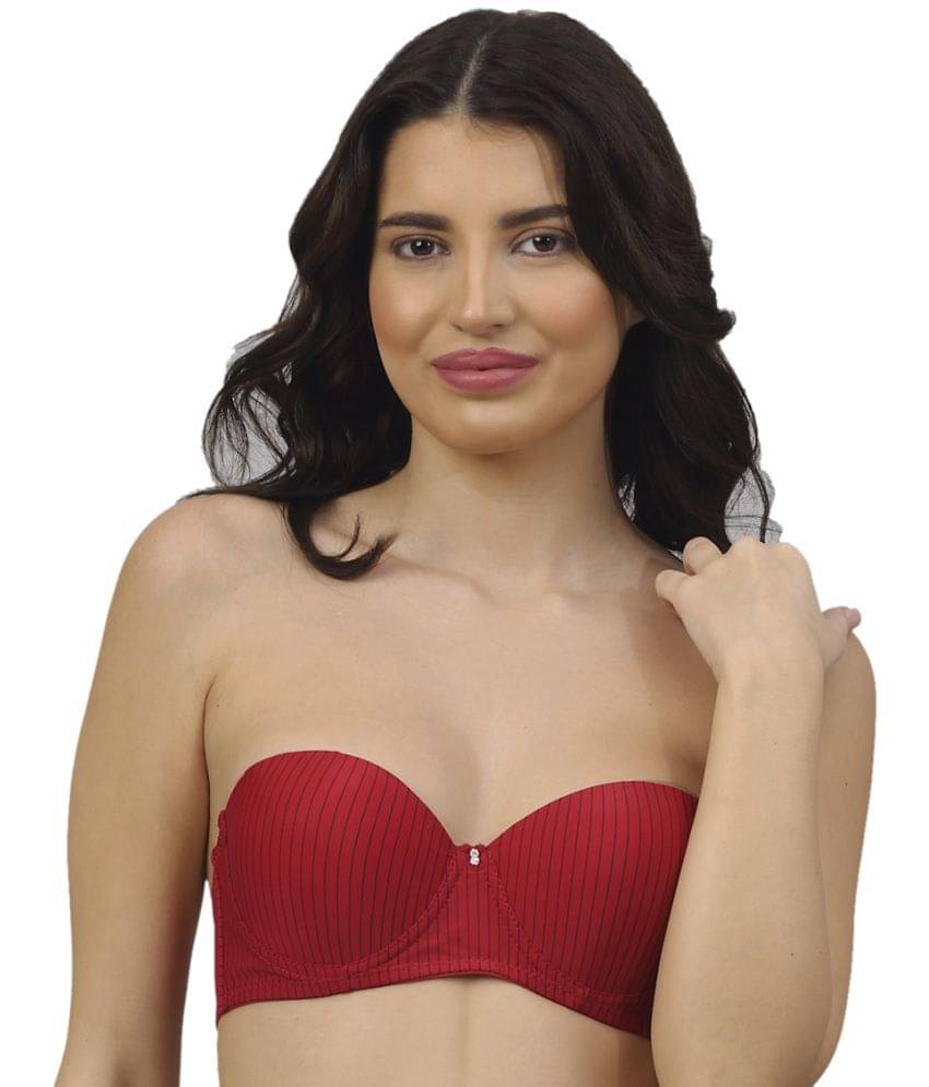 PrettyCat Polyester Lightly Padded Women's Balconette Bra ( Red ) PrettyCat Polyester Lightly Padded Women's Balconette Bra ( Red )