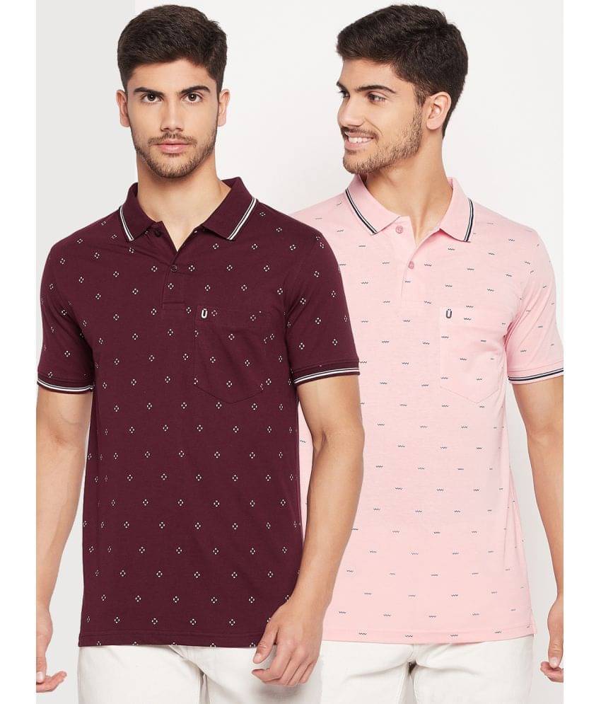 UNIBERRY Pack of 2 Cotton Blend Regular Fit Printed Half Sleeves Men's Polo T Shirt ( Maroon ) UNIBERRY Pack of 2 Cotton Blend Regular Fit Printed Half Sleeves Men's Polo T Shirt ( Maroon )