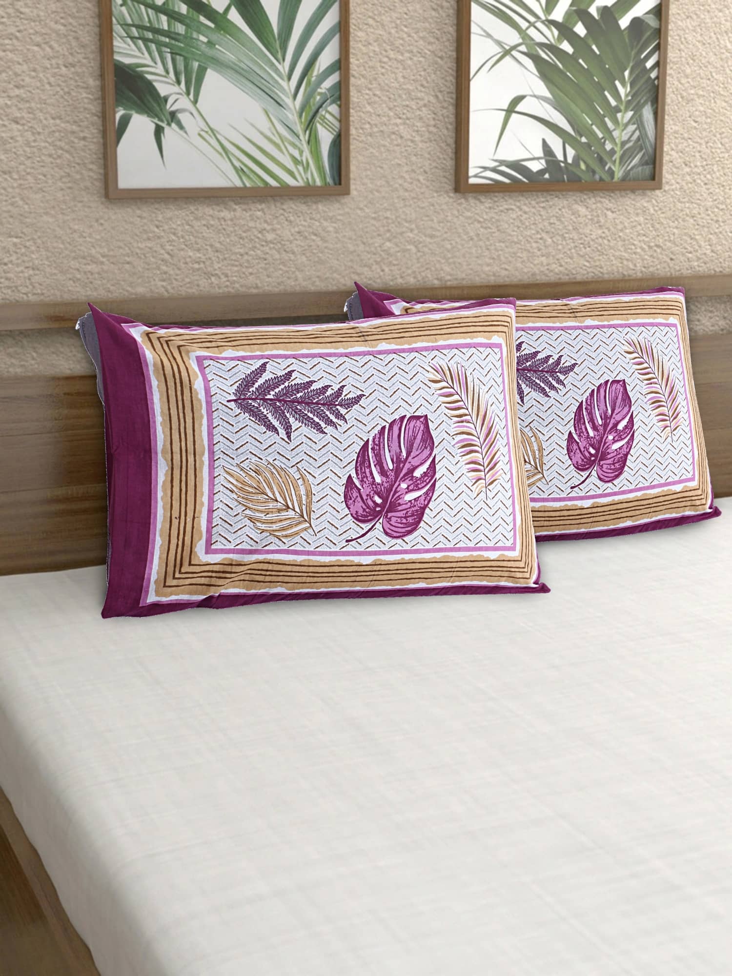 AJ Home - Pack of 2 Cotton Ethnic Regular Pillow Cover ( 68.58 cm(27) x 43.18 cm(17) ) - Maroon