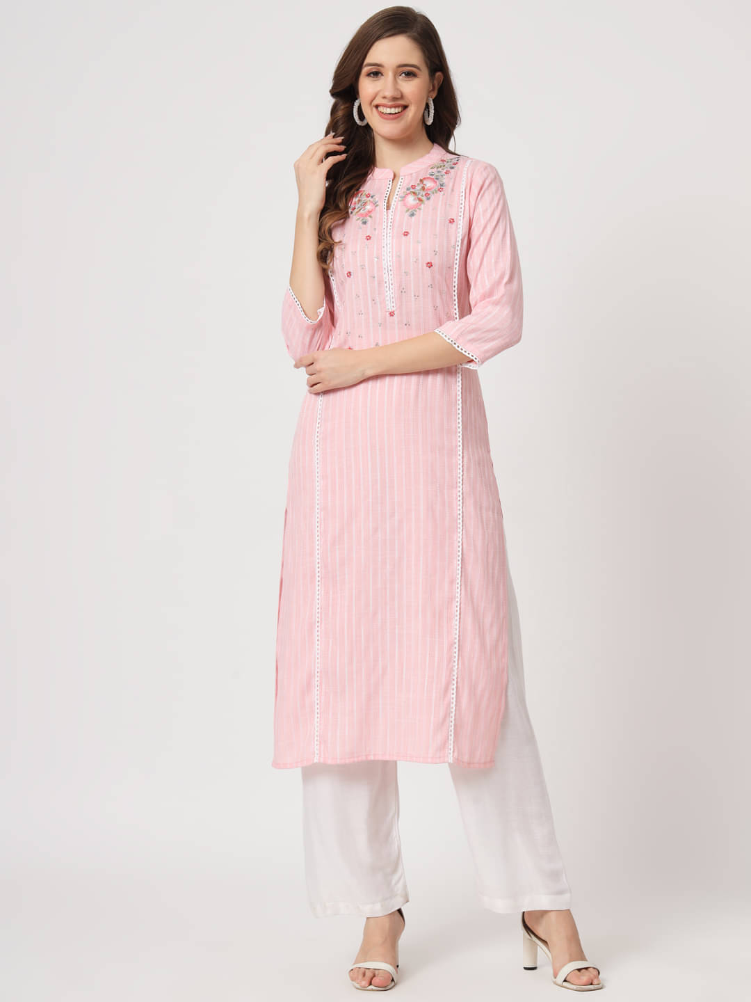     			AMIRA'S INDIAN ETHNICWEAR - Pink Viscose Women's Straight Kurti ( Pack of 1 )