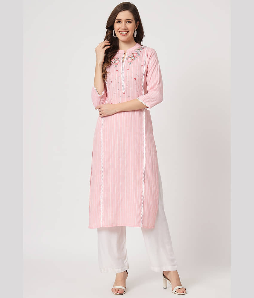 AMIRA'S INDIAN ETHNICWEAR - Pink Viscose Women's Straight Kurti ( Pack of 1 ) - Kurtis, Tunics | Buy online on ZillyBuy
