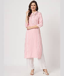 AMIRA'S INDIAN ETHNICWEAR - Pink Viscose Women's Straight Kurti ( Pack of 1 )