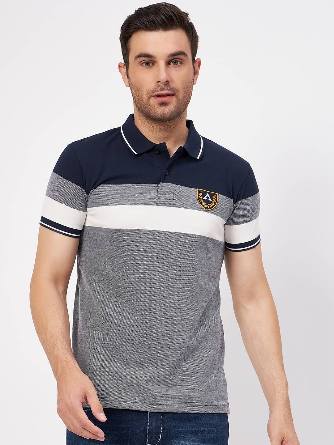 AUSTIN WOOD - Multicolor Cotton Blend Regular Fit Men's Polo T Shirt ( Pack of 1 )