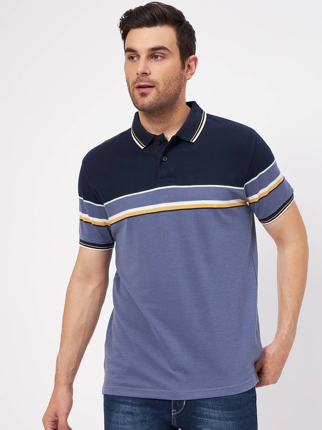 AUSTIN WOOD - Multicolor Cotton Blend Regular Fit Men's Polo T Shirt ( Pack of 1 )