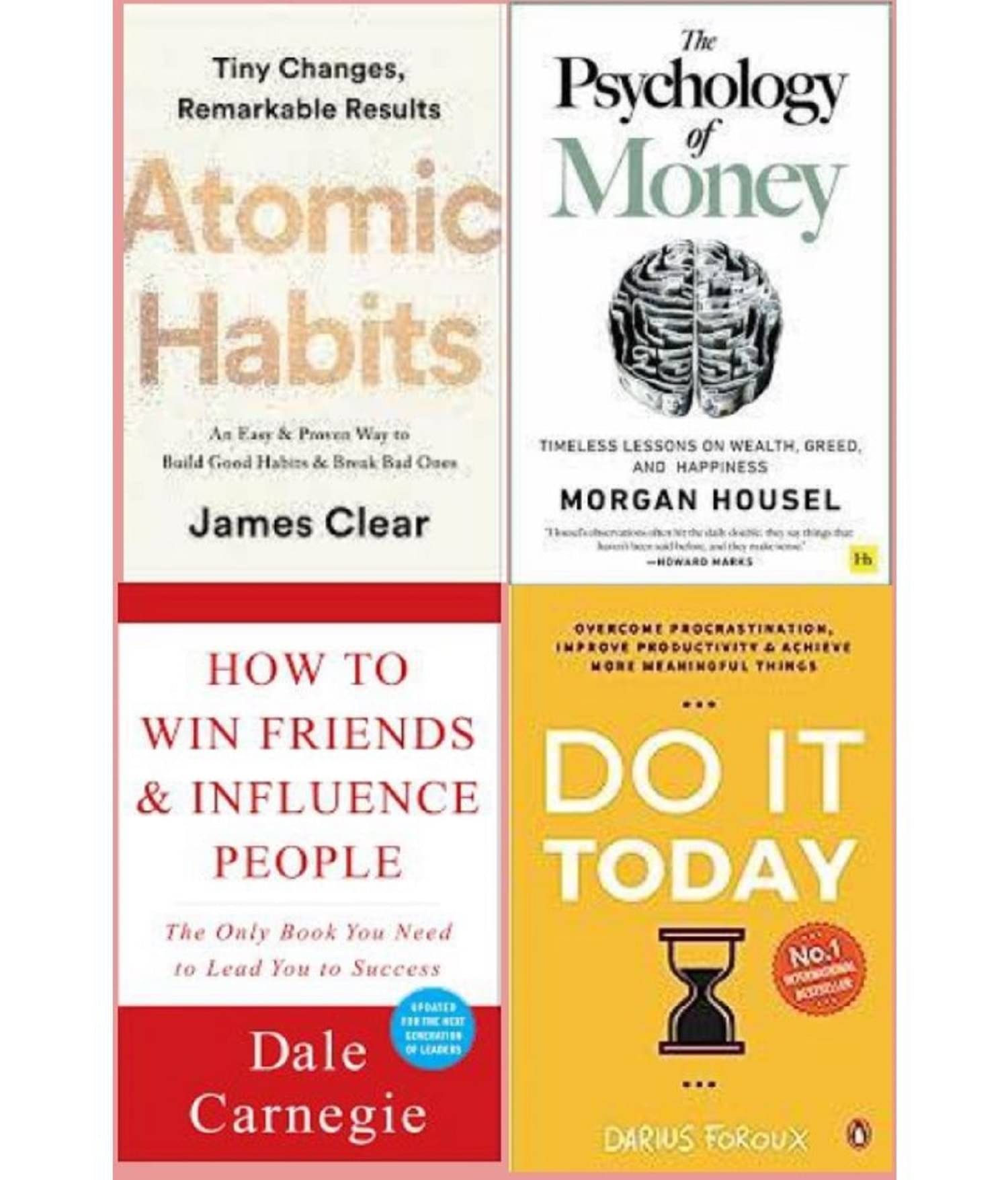 Atomic Habits + Psychology of Money + Ikigai + how win friends influence people + Rich Dad + Do It Today Atomic Habits + Psychology of Money + Ikigai + how win friends influence people + Rich Dad + Do It Today