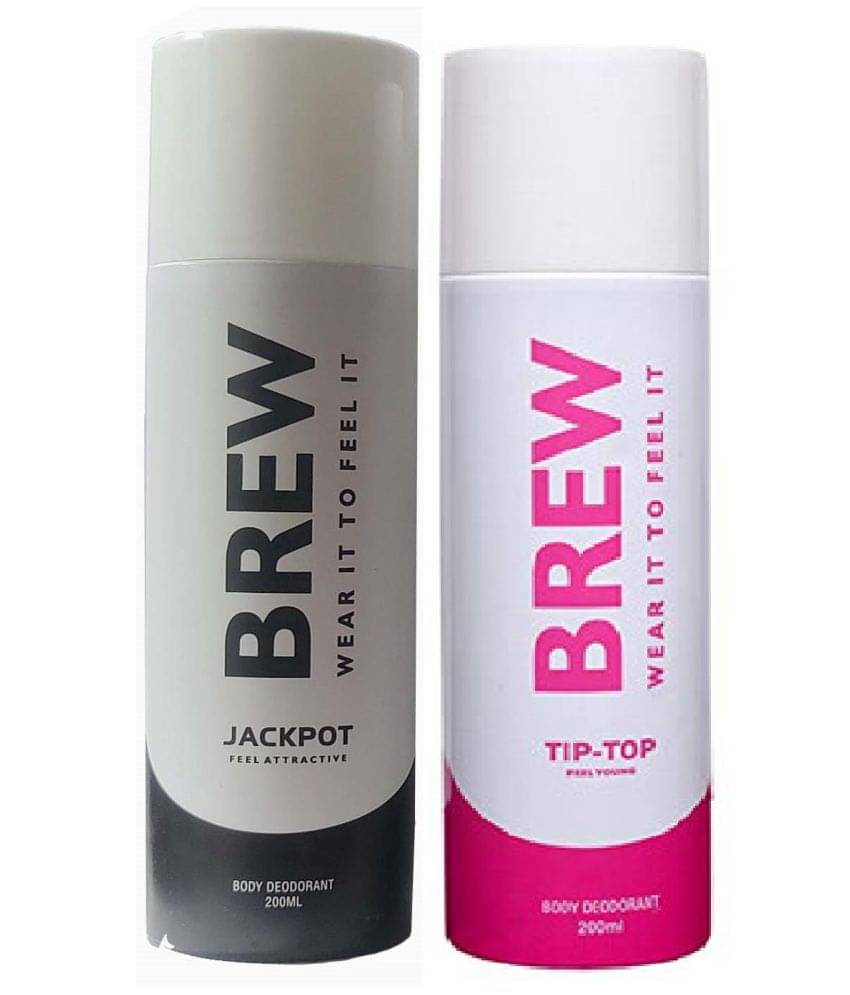 Brew - JACPOT & TIP TOP DEODORANT 200ML Deodorant Spray for Unisex 400 ml ( Pack of 2 ) Brew - JACPOT & TIP TOP DEODORANT 200ML Deodorant Spray for Unisex 400 ml ( Pack of 2 )