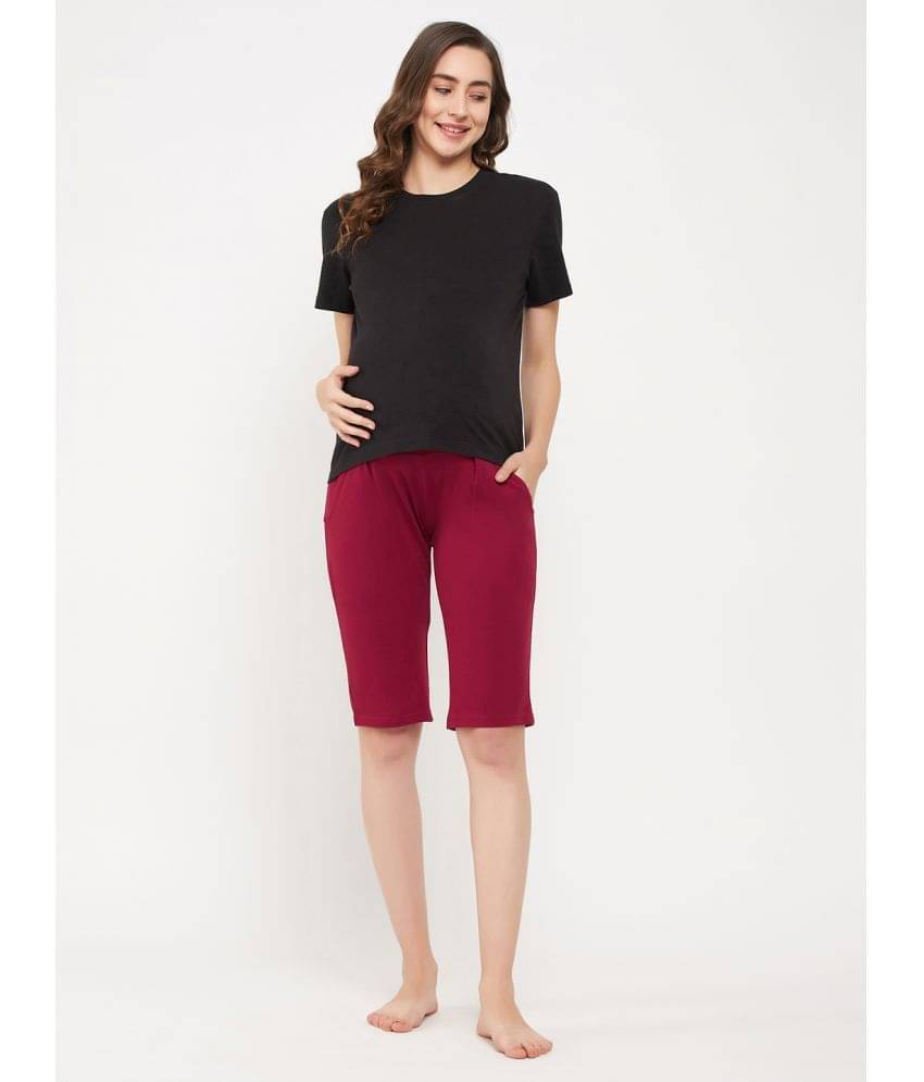 Clovia Maroon Cotton Pyjamas Clovia Maroon Cotton Pyjamas