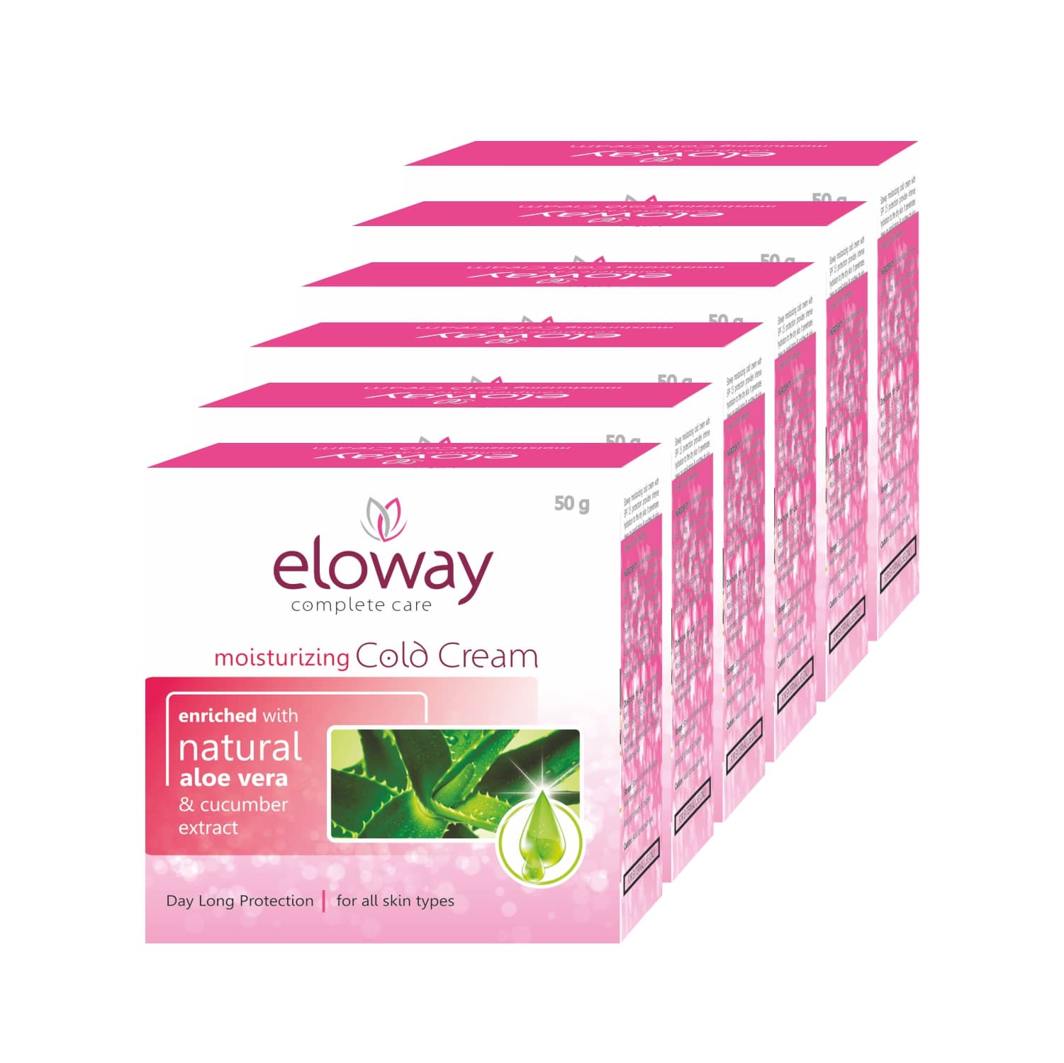Eloway Moisturizing Cold Cream SPF-15, all day long Hydrating Skincare, Pack of 6 (50g Each)