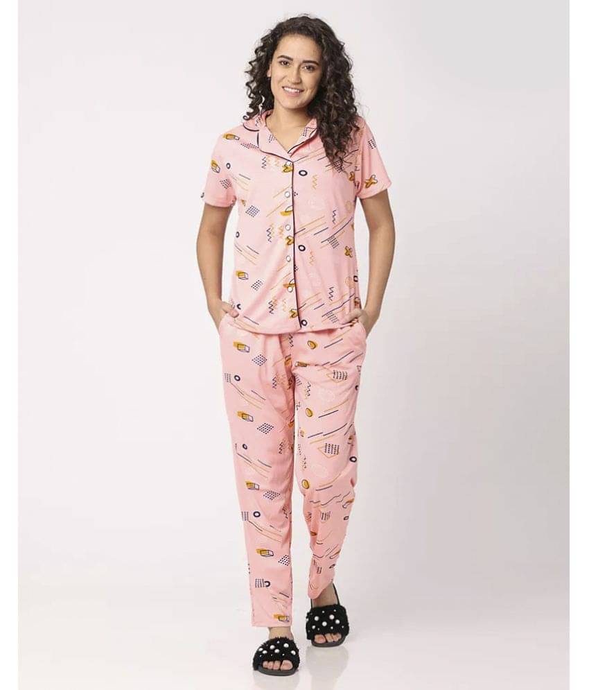 Fashion By Stacktrail - Pink Cotton Women's Nightwear Nightsuit Sets ( Pack of 1 )     			Fashion By Stacktrail - Pink Cotton Women's Nightwear Nightsuit Sets ( Pack of 1 )