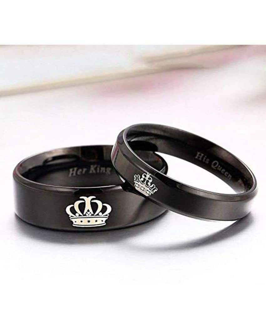 HEER COLLECTION - Black Couple Ring ( Pack of 2 )