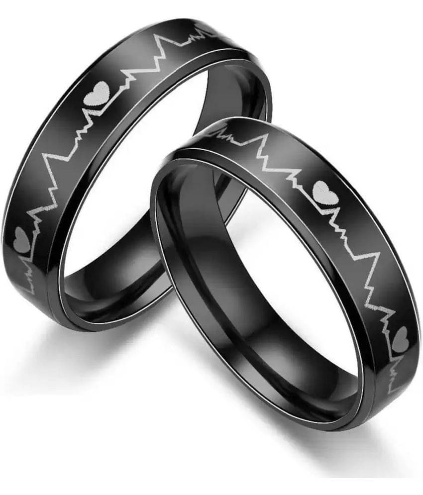 HEER COLLECTION - Black Couple Ring ( Pack of 2 ) HEER COLLECTION - Black Couple Ring ( Pack of 2 )