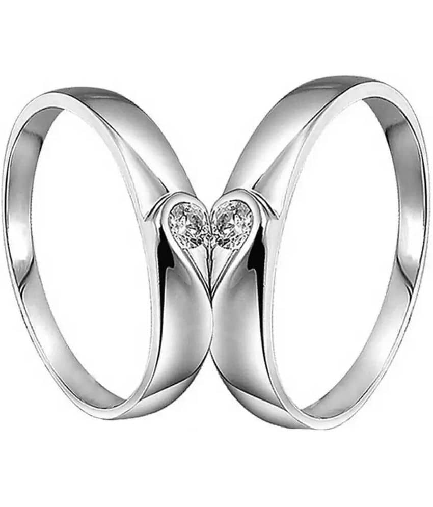 HEER COLLECTION - Silver Couple Ring ( Pack of 2 )