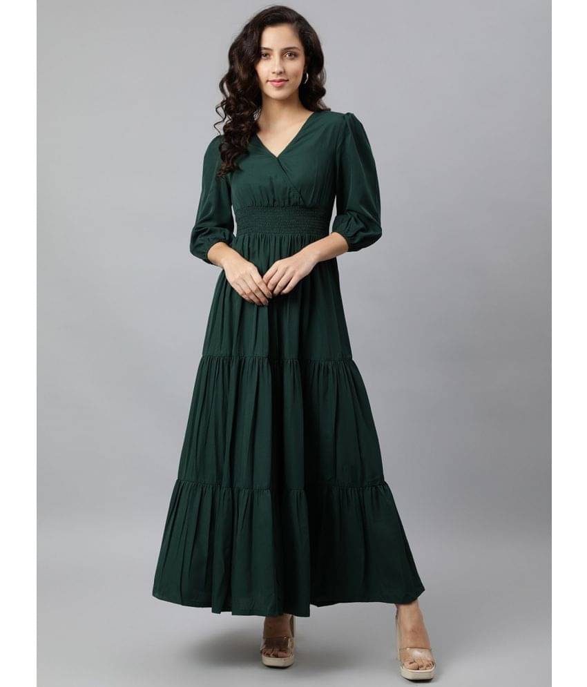     			JASH CREATION Women Rayon Solid Fit & Flare Dress ( Green )