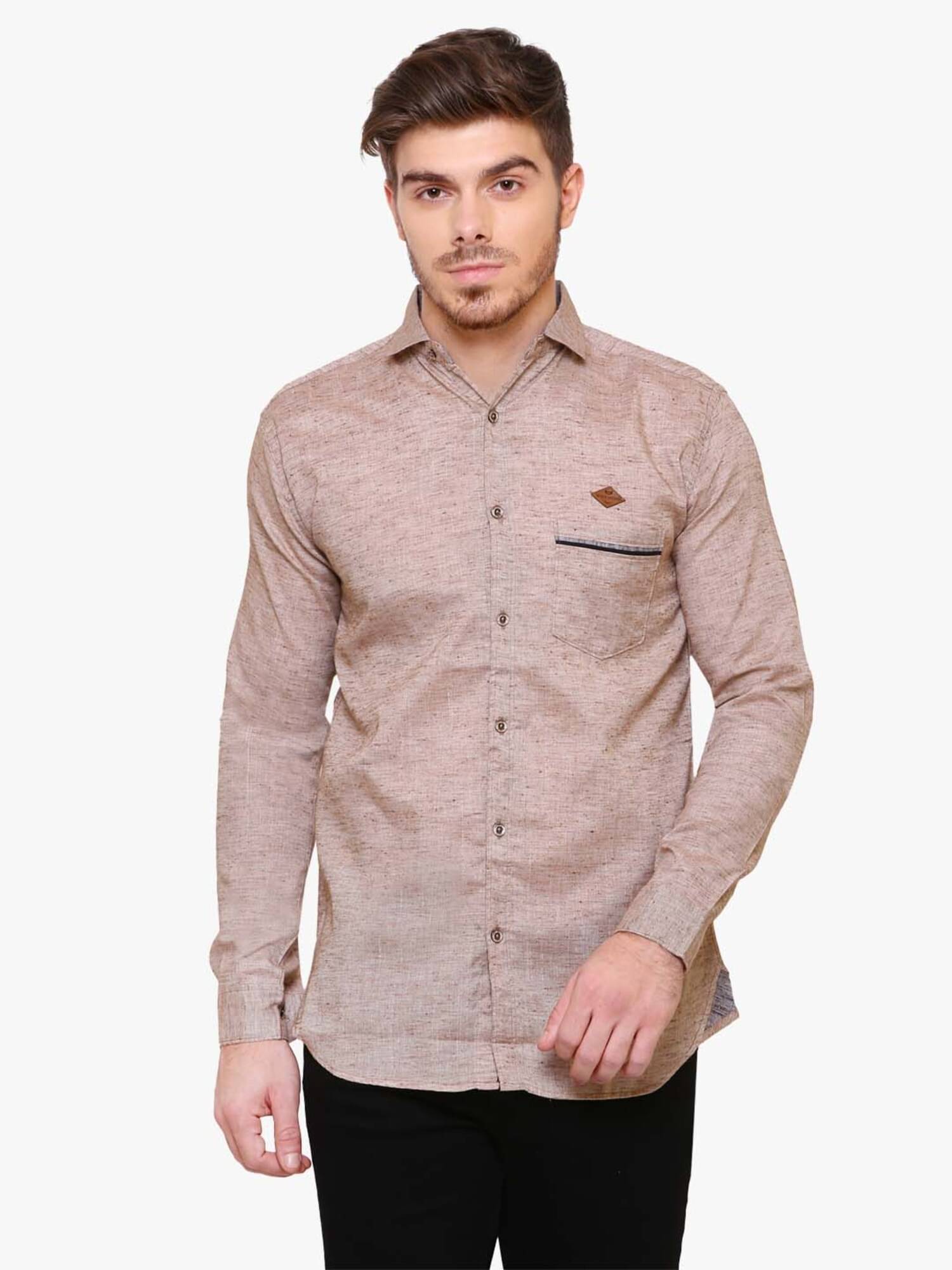     			Kuons Avenue - Brown Linen Slim Fit Men's Casual Shirt ( Pack of 1 )