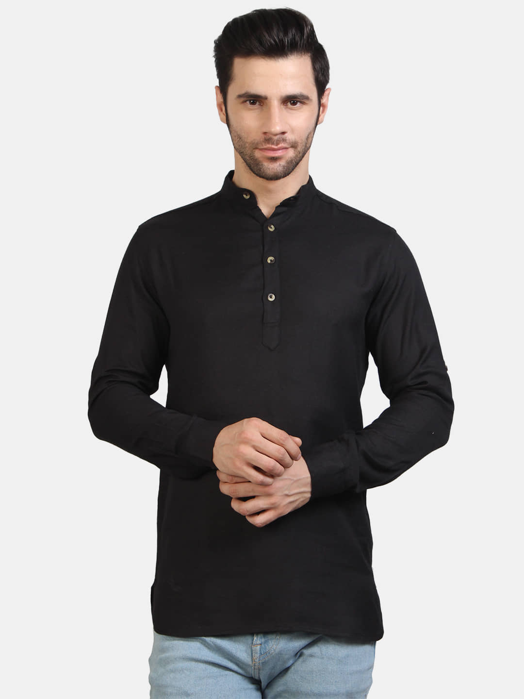 Life Roads - Black Cotton Men's Regular Kurta ( Pack of 1 ) - Kurtas & Kurta Sets | Buy online on ZillyBuy