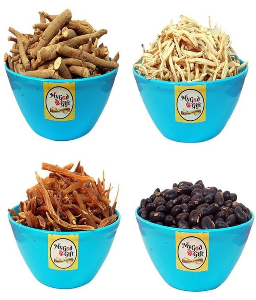     			MYGODGIFT Shatavar, Safed Musli, Ashwagandha Kaunch Beej 50 GM EACH 200 gm Pack of 4