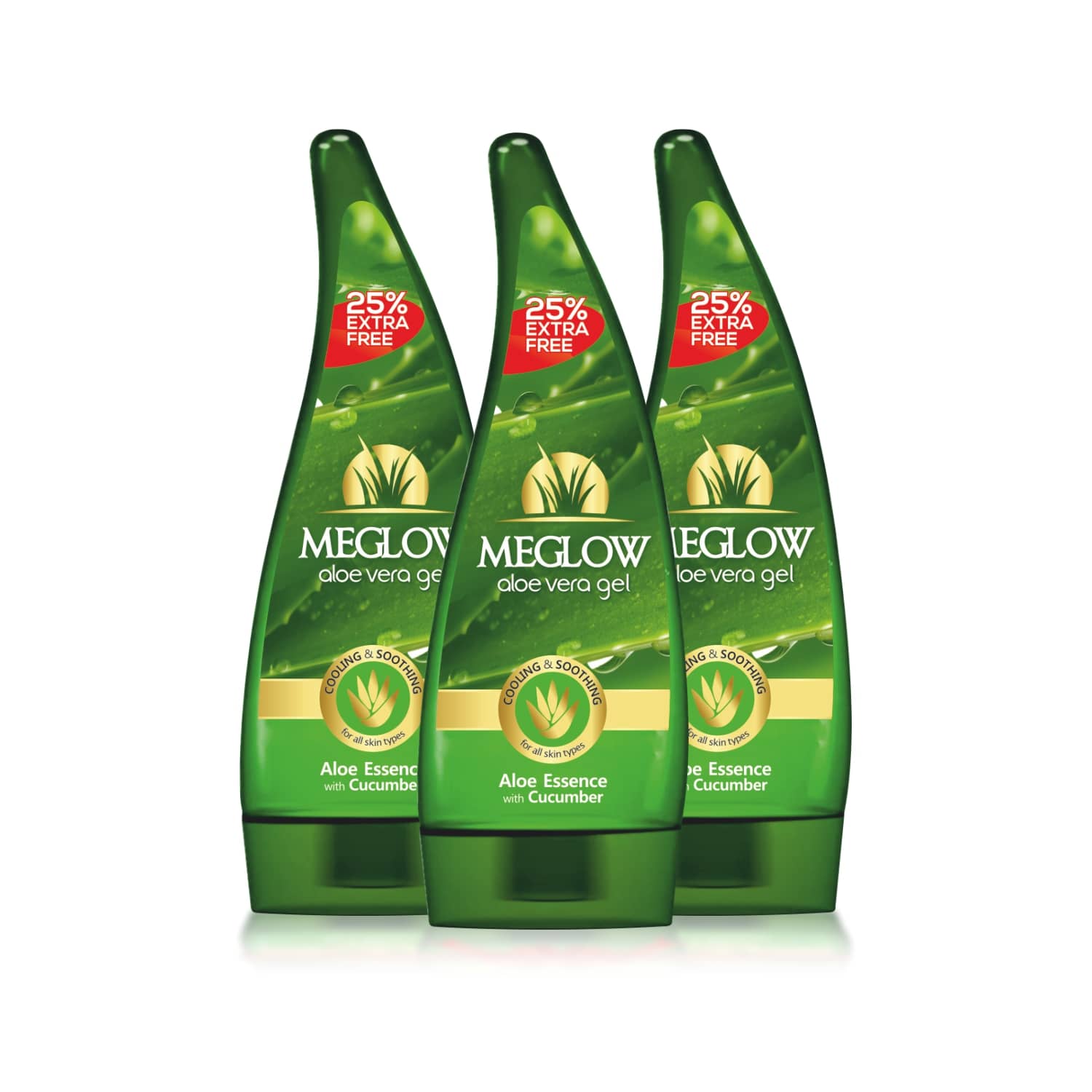 Meglow Aloe Vera Gel for Skin Hydration with Cucumber Extracts for Moisturizing 125g ( Pack of 3 )