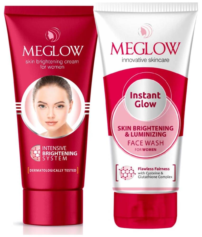     			Meglow Skin Brightening Combo Pack for Women | Face Cream (50g) and Instant Glow Facewash (70g)