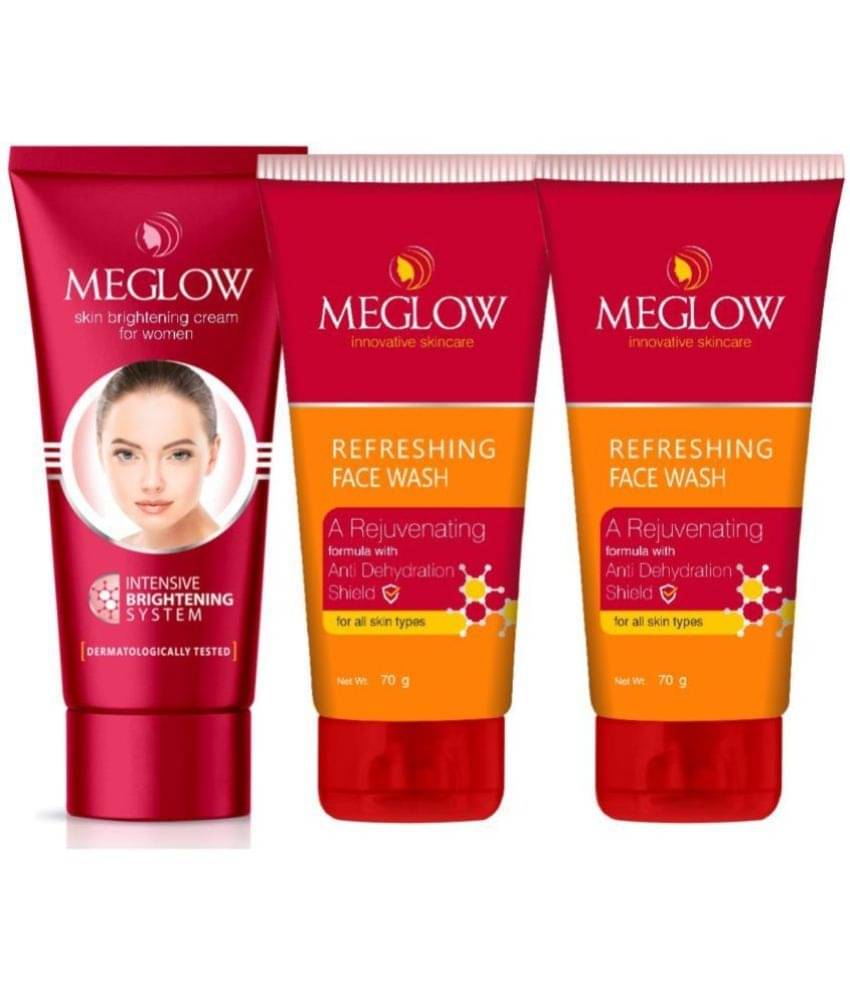     			Meglow Skin Brightening Cream For Women(1x50g) + Refreshing Facewash with Vitamin-E (2x70g)