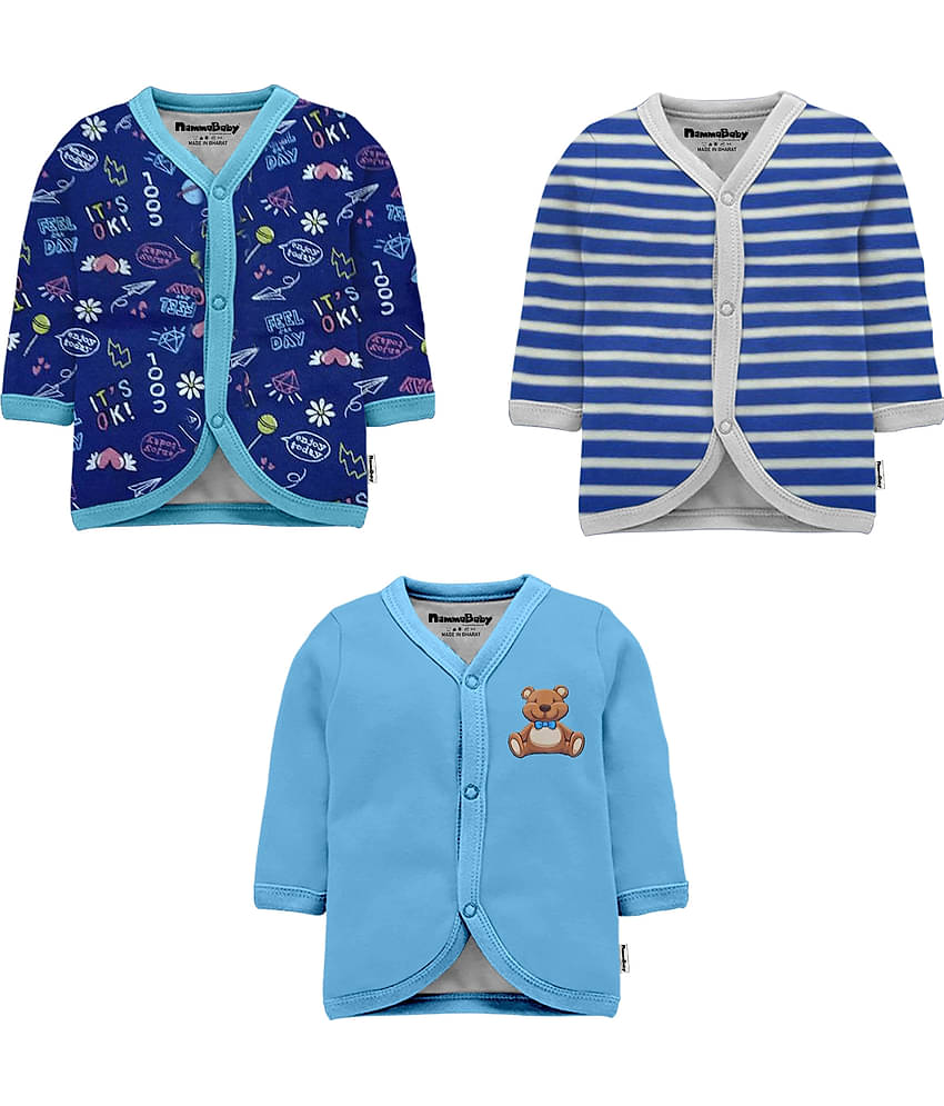 NammaBaby Pack of 3 Baby Girls Cotton Shirt ( Blue )