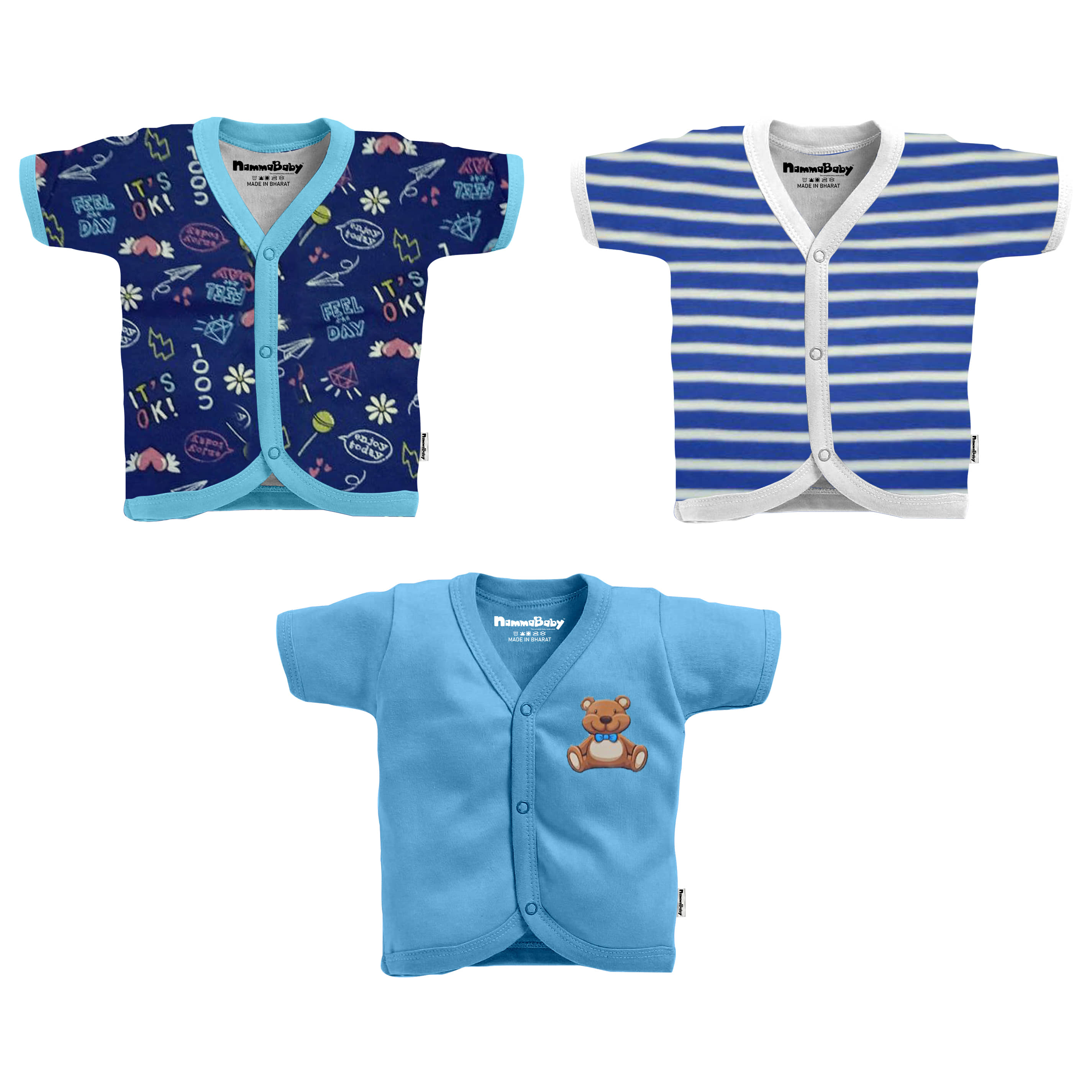 NammaBaby Pack of 3 Baby Girls Cotton Shirt ( White )
