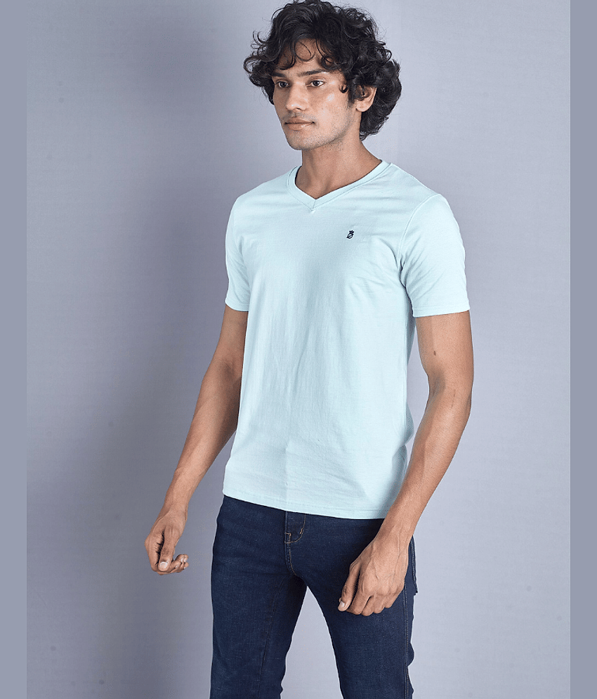 Notamm Pack of 1 Cotton Regular Fit Men's T-Shirt ( Sky Blue )