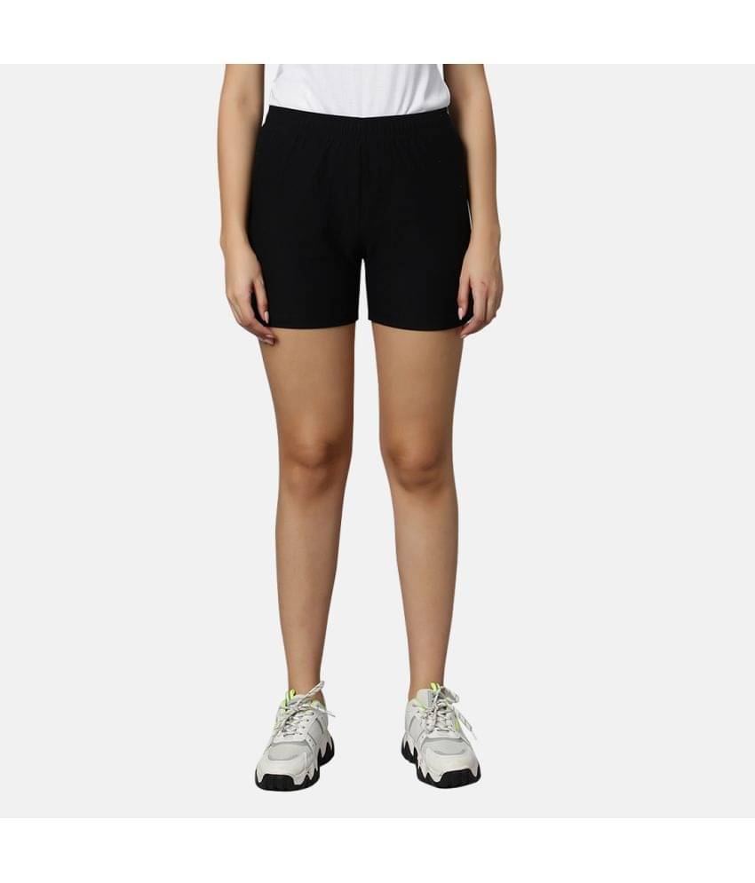     			Omtex Black Polyester Solid Shorts - Single