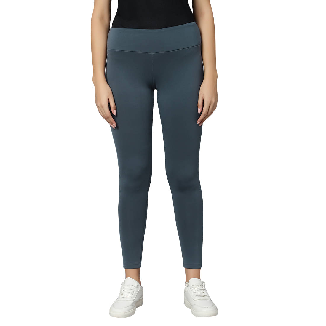     			Omtex Grey Polyester Solid Tights - Single